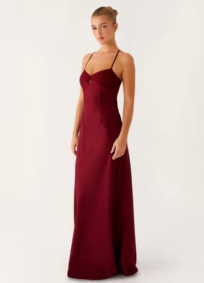 Damen Abendkleid Spaghettiträger Elegant Schlitz Norvielle