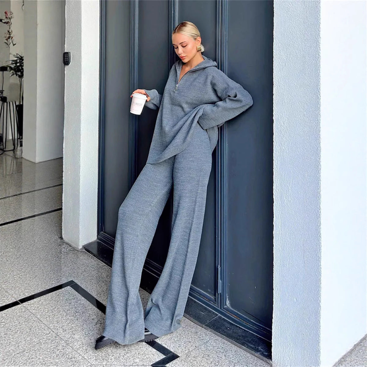 Damen Hoodie Set Weite Loungehose Norvielle