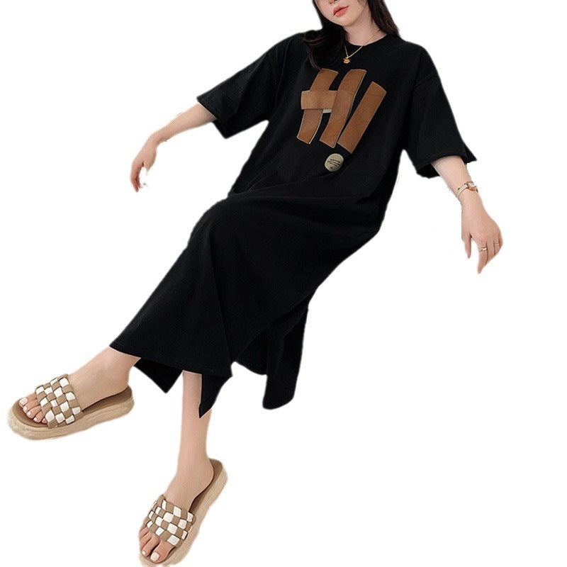 Damen Langarmkleid Grafikdruck Locker Fit