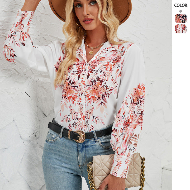 Damen Bluse mit Floralmuster und Puffärmeln - Norvielle