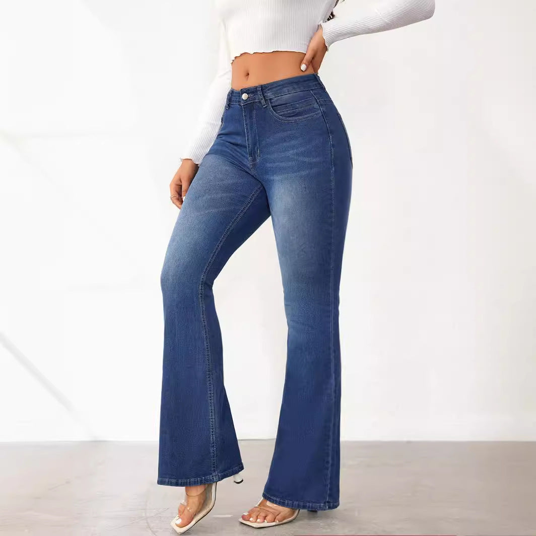 Damen Hochtaillierte Bootcut Jeans Norvielle -> Damen Hochtaillierte