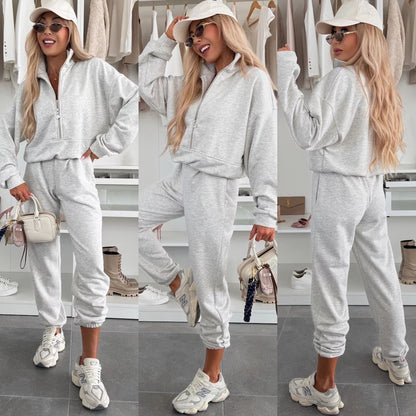 Damen Sweatanzug Elastisch Halbzipp Norvielle