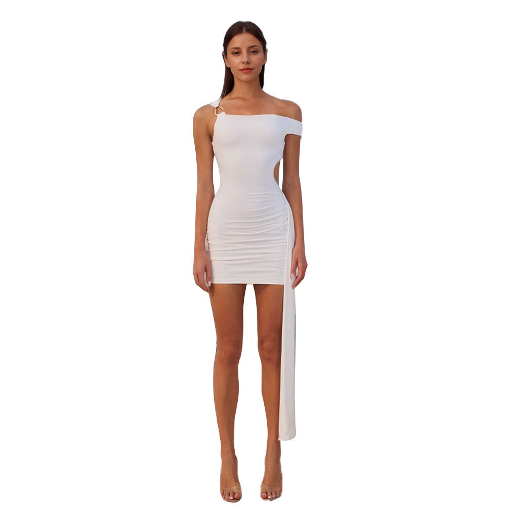 Damen Minikleid Asymmetrisch Rüschendetails Norvielle