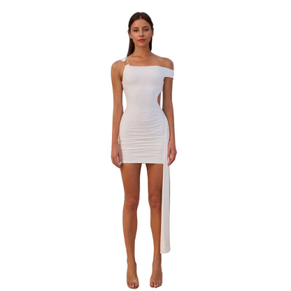 Damen Minikleid Asymmetrisch Rüschendetails Norvielle