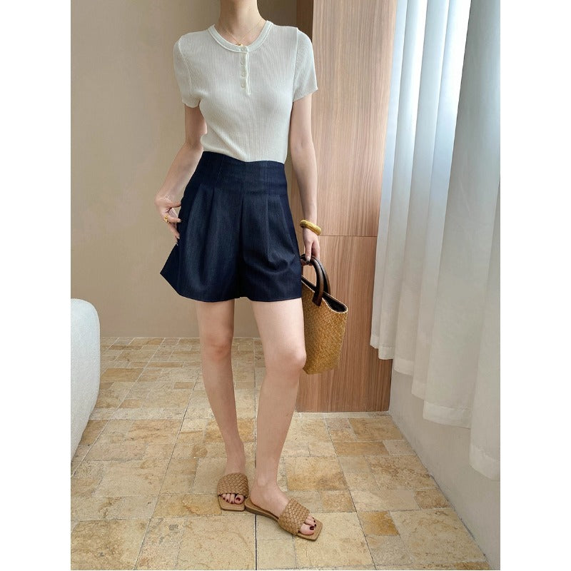 Damen Shorts-Set mit Schlitzen Hochtailliert Norvielle