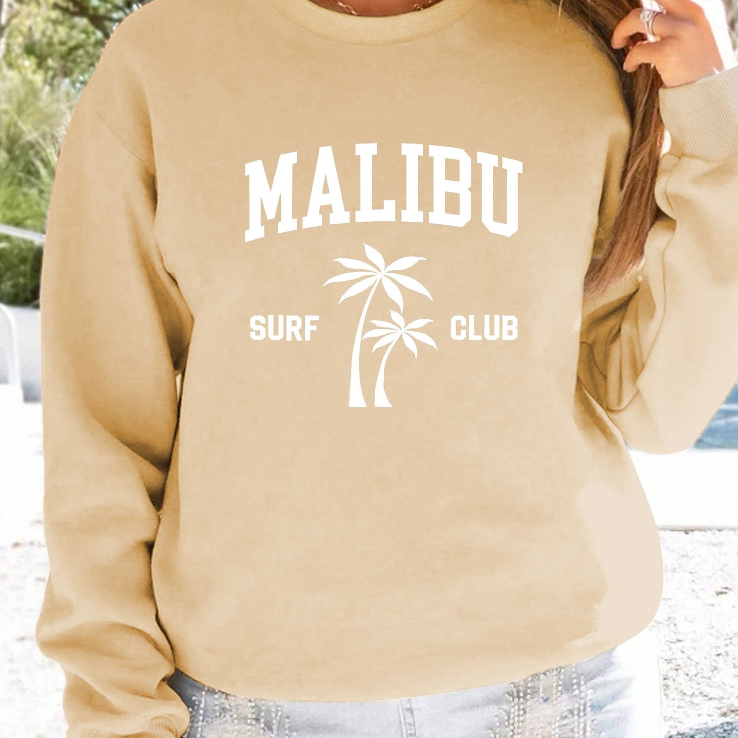 Damen Sweatshirt Surf-Club-Aufdruck Lässig Norvielle
