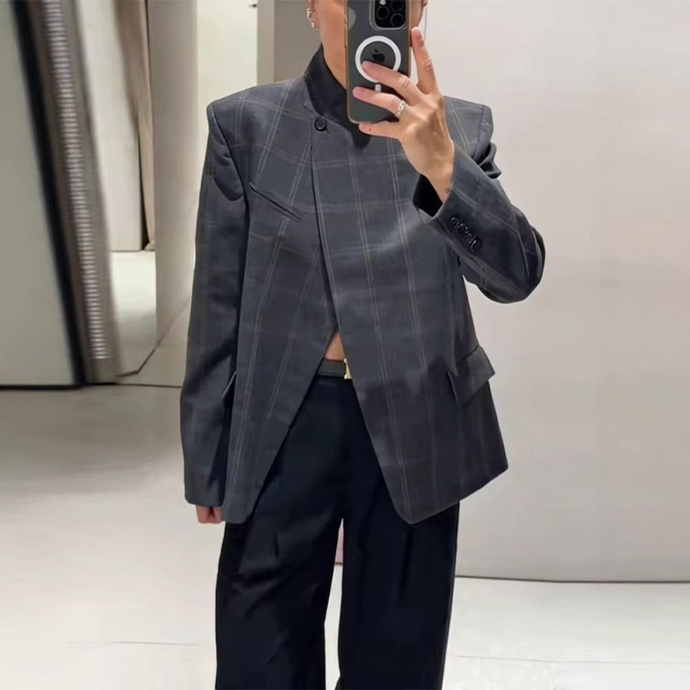 Damen Blazerjacke Moderner Schnitt Karo Norvielle