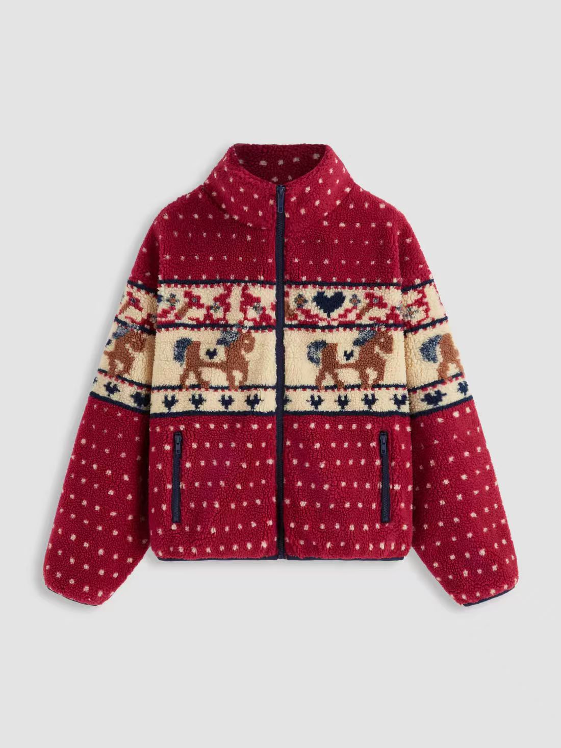 Damen Fleecejacke Tiermuster Hochkragen Norvielle