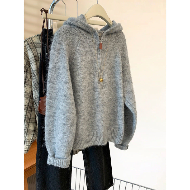 Damen Hoodie Kuschelig Halbzipp Norvielle
