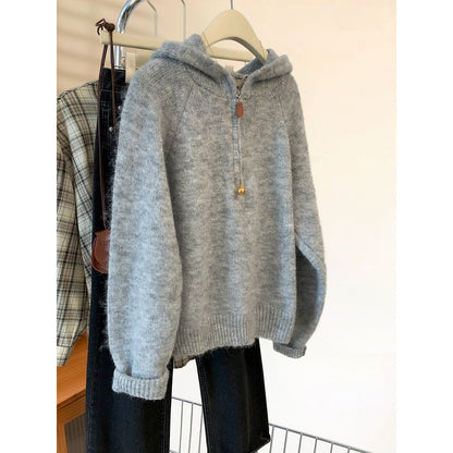 Damen Hoodie Kuschelig Halbzipp Norvielle
