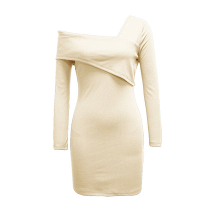 Damen Asymmetrisches Mini-Kleid mit langen Ärmeln Norvielle