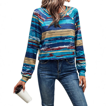Damen Langarm-Pullover Gemustert mit Knopfdetails Norvielle