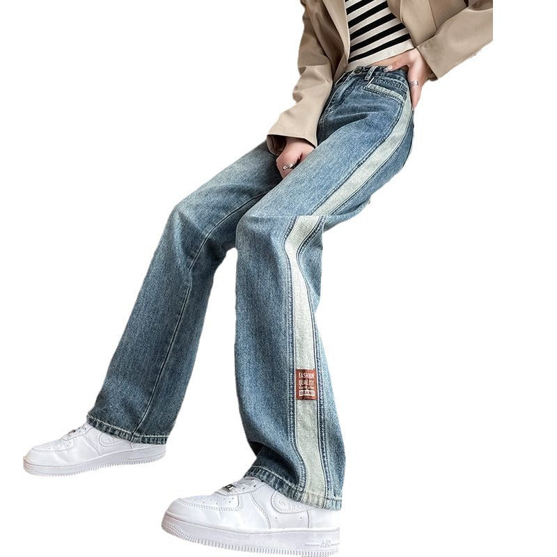 Damen Weite Jeans mit seitlichen Streifen
