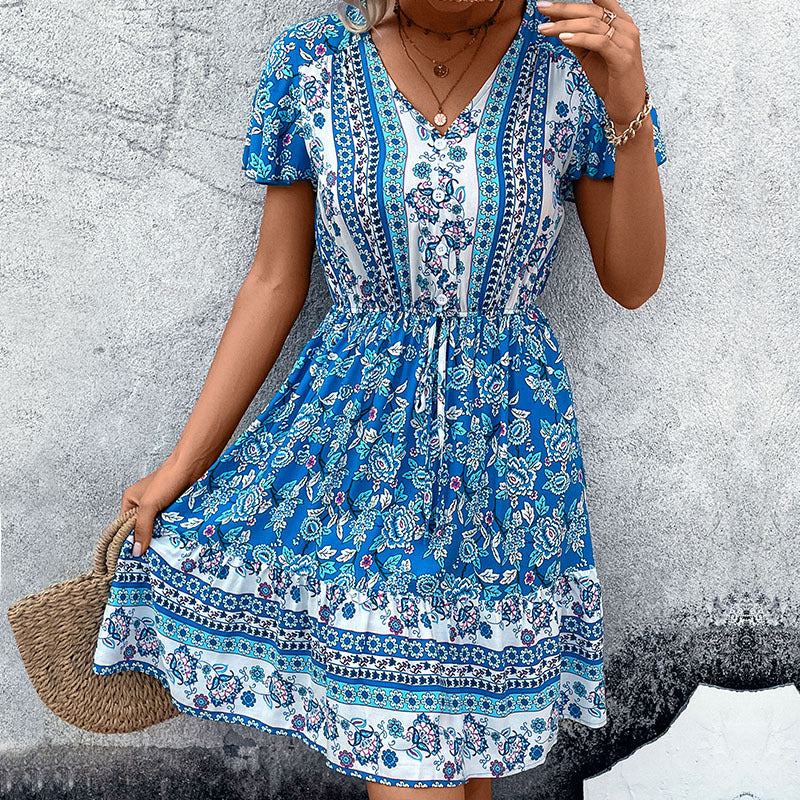Damen Freizeitkleid Floralmuster Elastisch