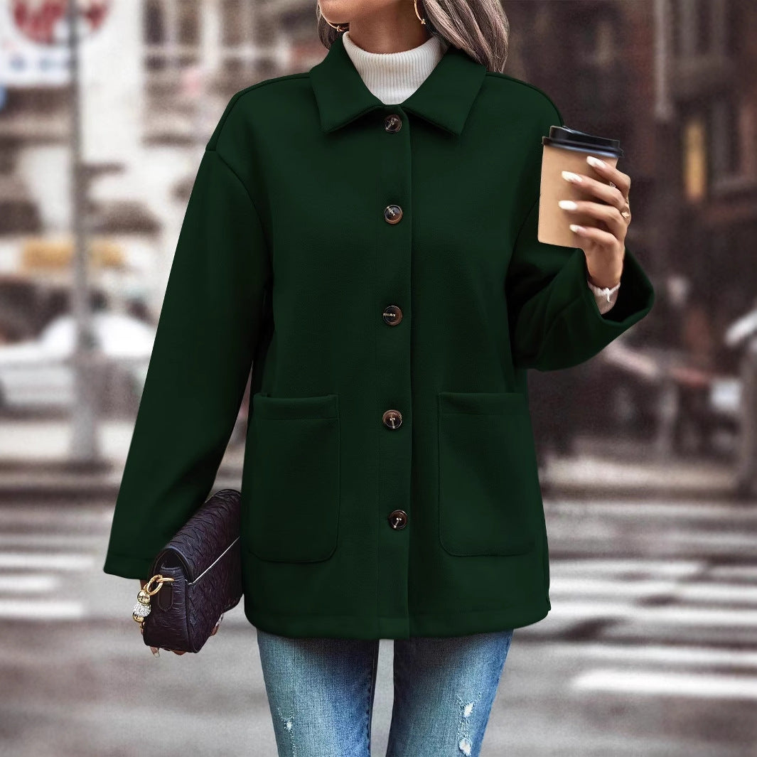 Damen Oversized-Jacke Knopfdetails Taschen Norvielle