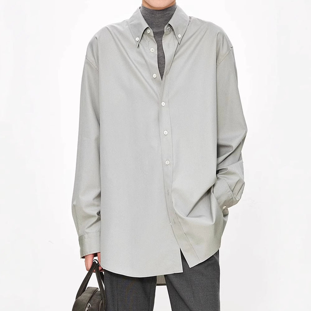Damen Oversized Bluse aus Baumwolle mit Knöpfen Beige