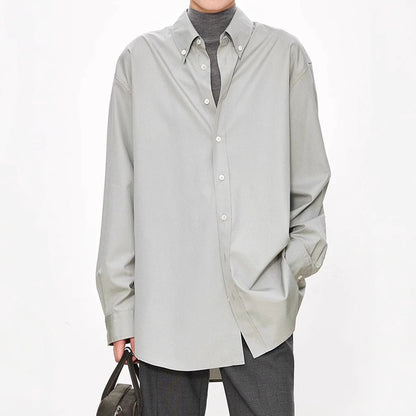 Damen Oversized Bluse aus Baumwolle mit Knöpfen Beige