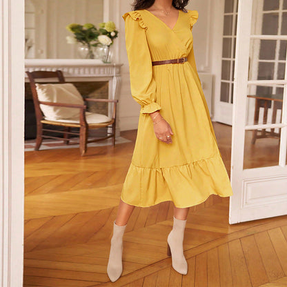 Damen Midikleid Rüschendesign Seitenschlitz Norvielle