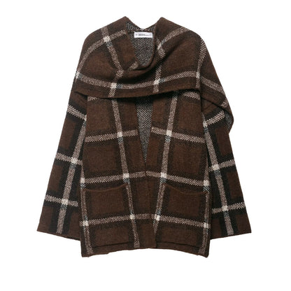 Damen Oversized Cardigan Karomuster mit Taschen Norvielle
