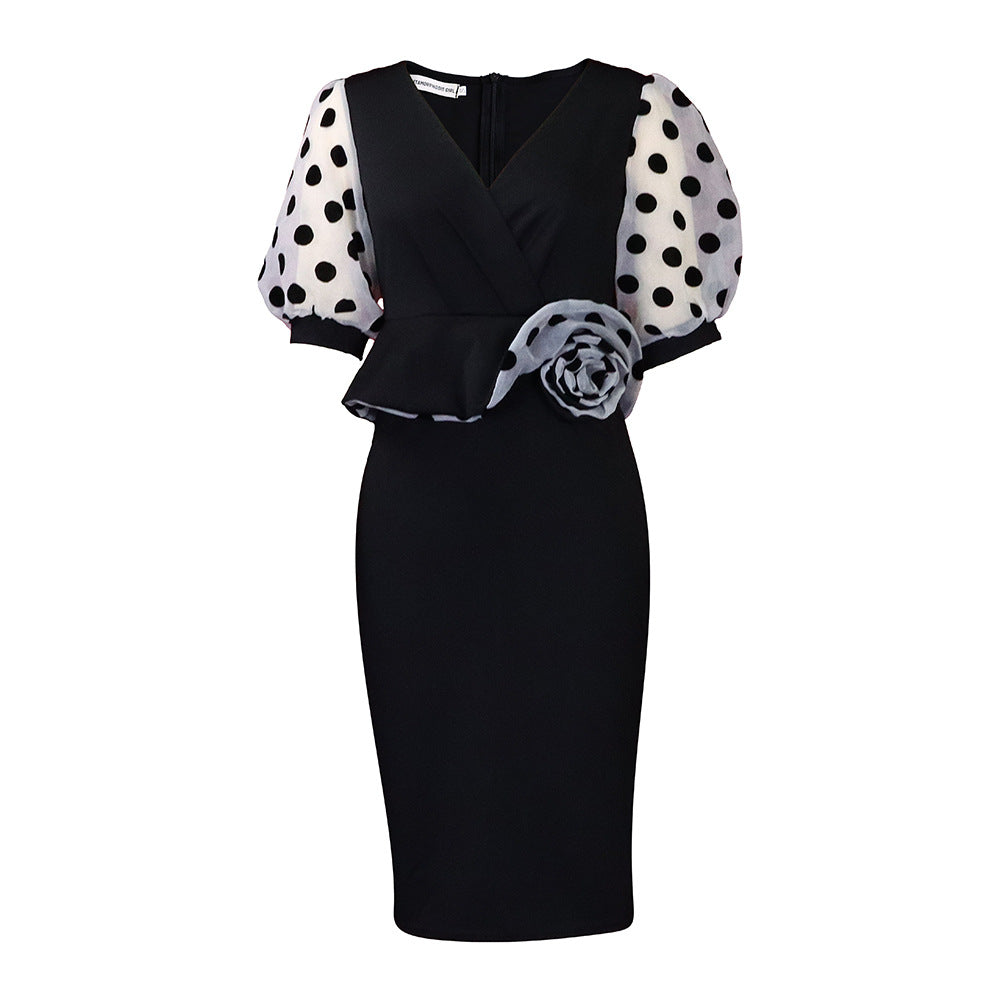 Damen Midi-Kleid Puffärmel Floralmuster Norvielle