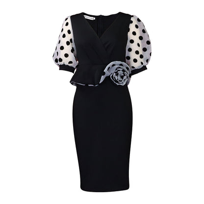 Damen Midi-Kleid Puffärmel Floralmuster Norvielle