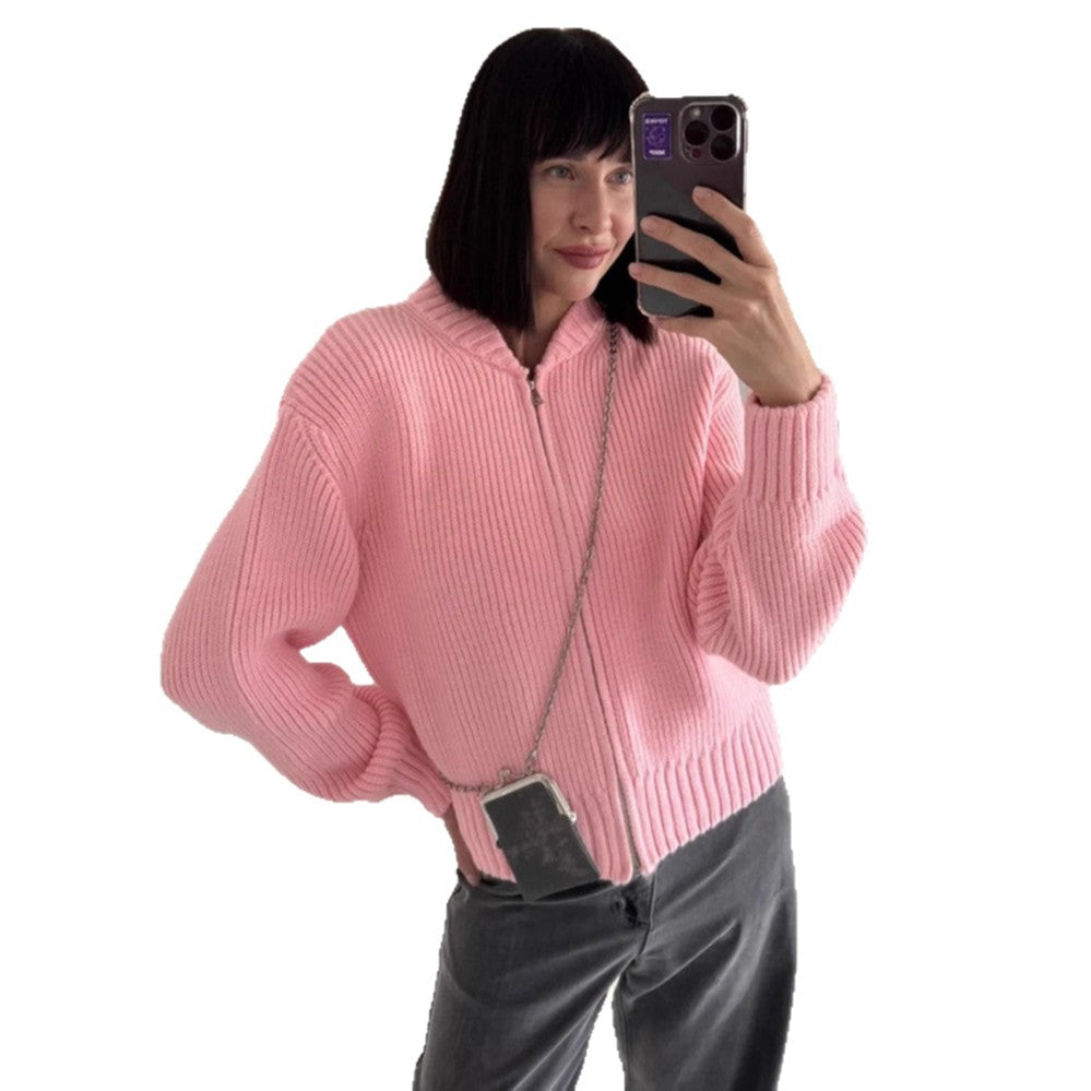 Damen Strickpullover Lässig Reißverschluss Norvielle