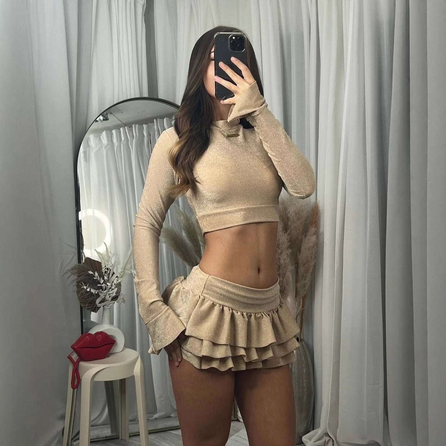 Damen Crop- und Mini-Rock Set Norvielle