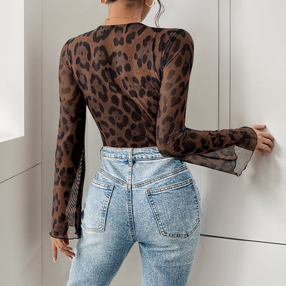 Damen Bluse Spitzenapplikation Transparent