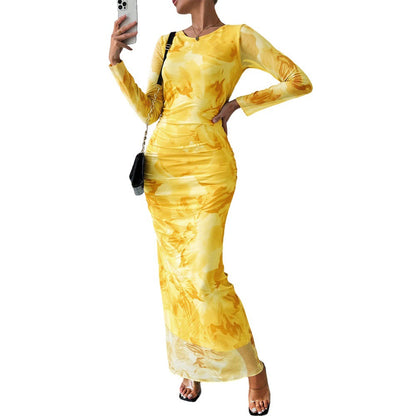 Damen Maxikleid Floralmuster Langer Schnitt Norvielle