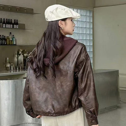 Damen Kunstlederjacke Lässig Norvielle