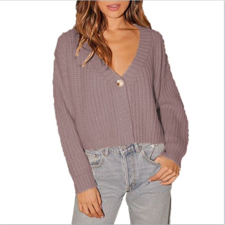 Damen Grobstrick-Cardigan Locker Passform V-Ausschnitt Beige