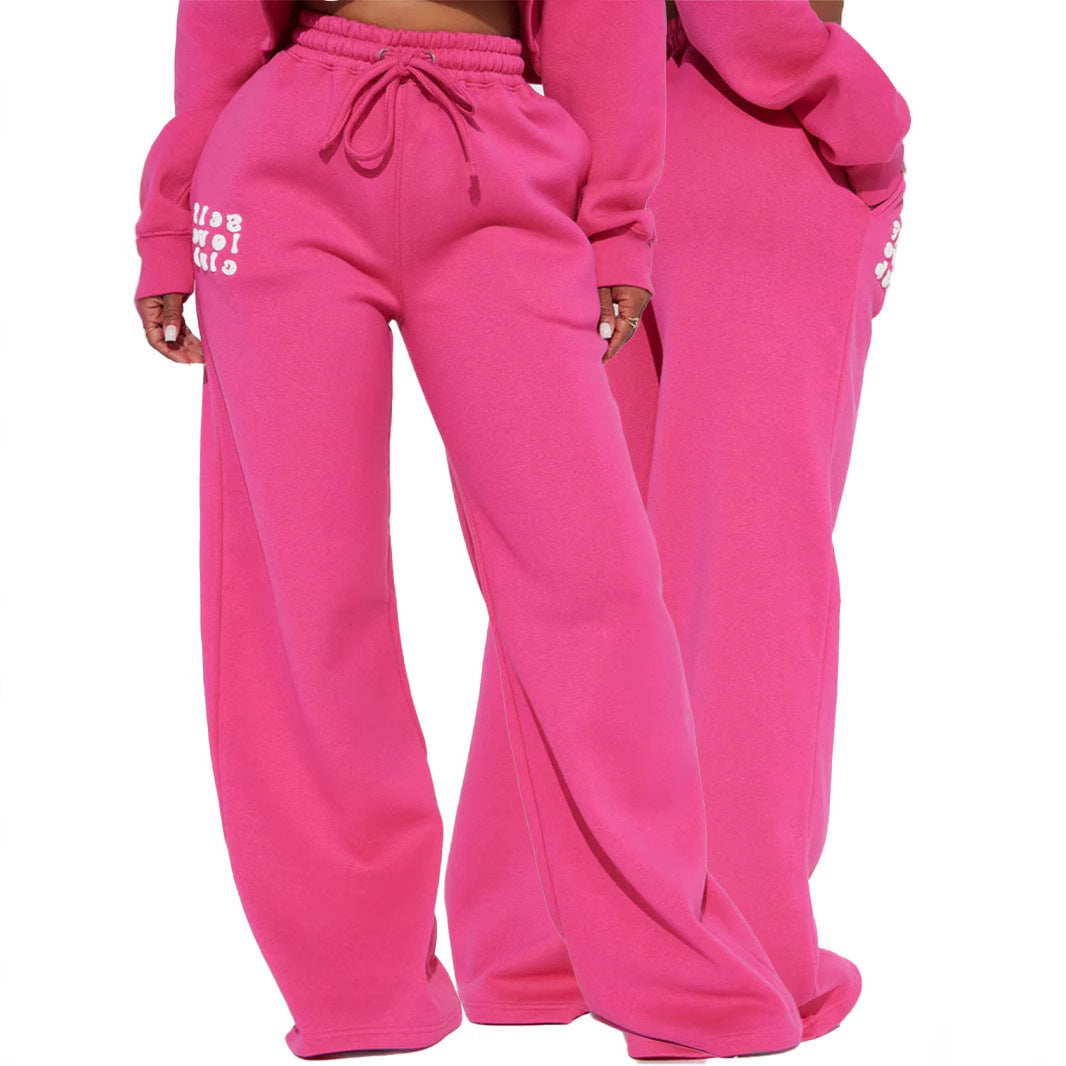 Damen Jogginghose Elastischer Bund Auffälliger Schriftzug Schwarz - Norvielle