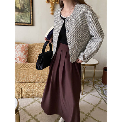 Damen Elegante Jacke Feine Textur Knöpfe Norvielle