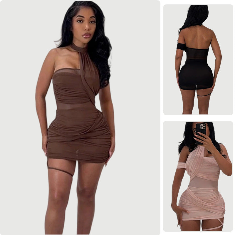 Damen Wickelkleid Asymmetrisch Figurbetont Norvielle - Norvielle