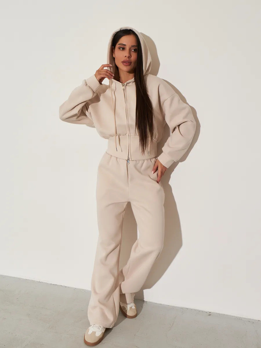 Damen Kapuzenoberteil und Sweatpants-Set Hochtailliert mit