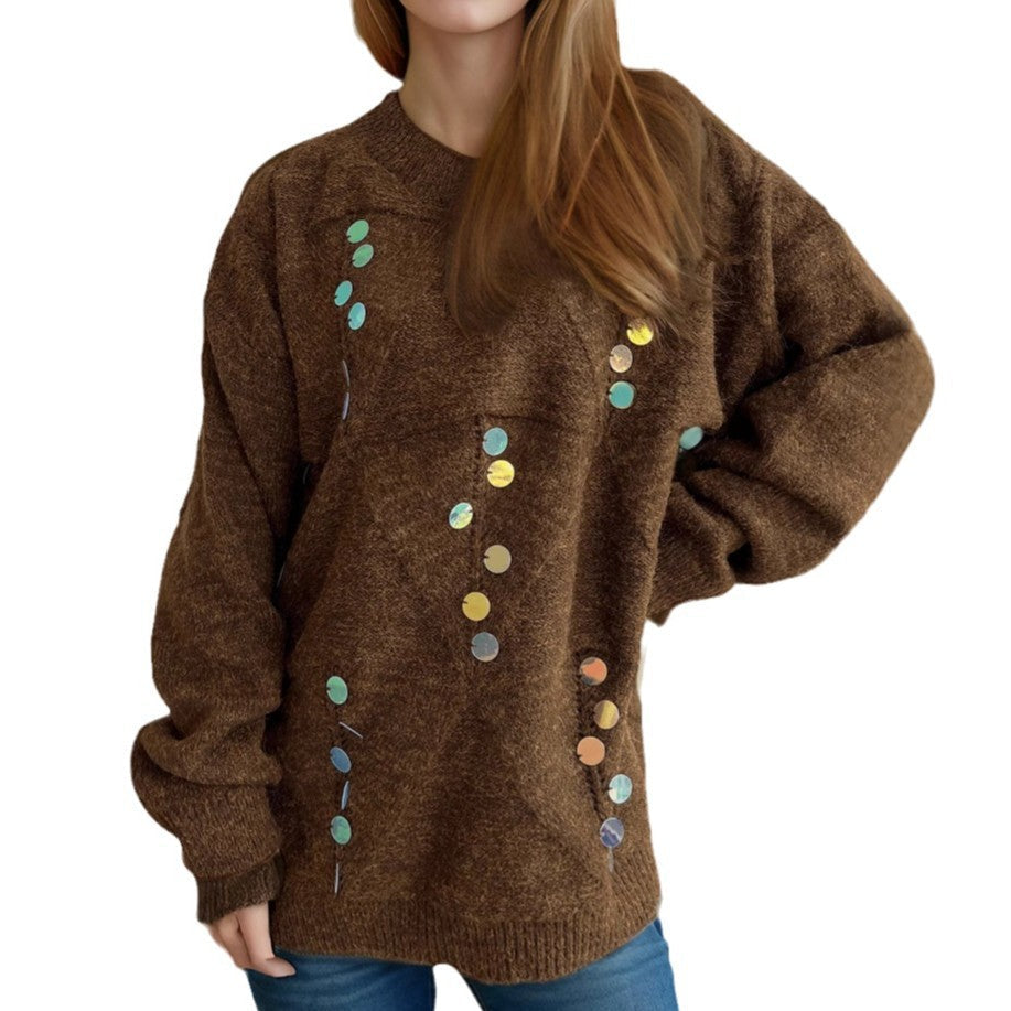 Damen Strickpullover mit Pailletten Norvielle