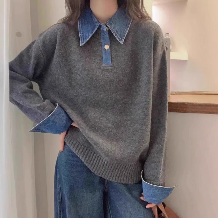 Damen Pullover Sportlicher Kragen Norvielle