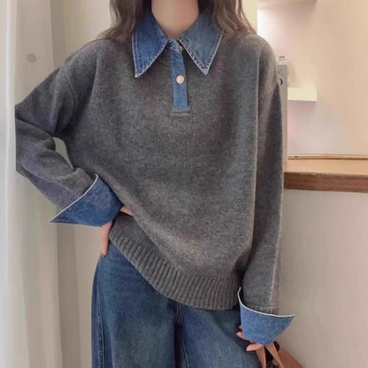 Damen Pullover Sportlicher Kragen Norvielle