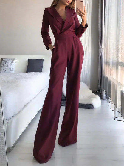 Damen Jumpsuit Figurbetont Weites Bein Norvielle