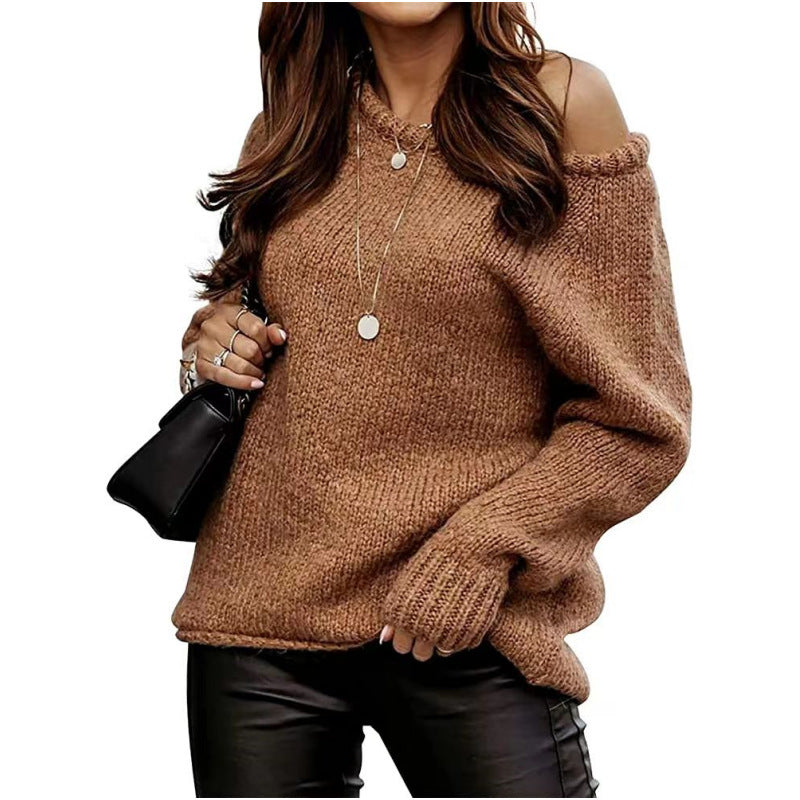 Damen Strickpullover Schulterfrei Oversized Norvielle - Norvielle