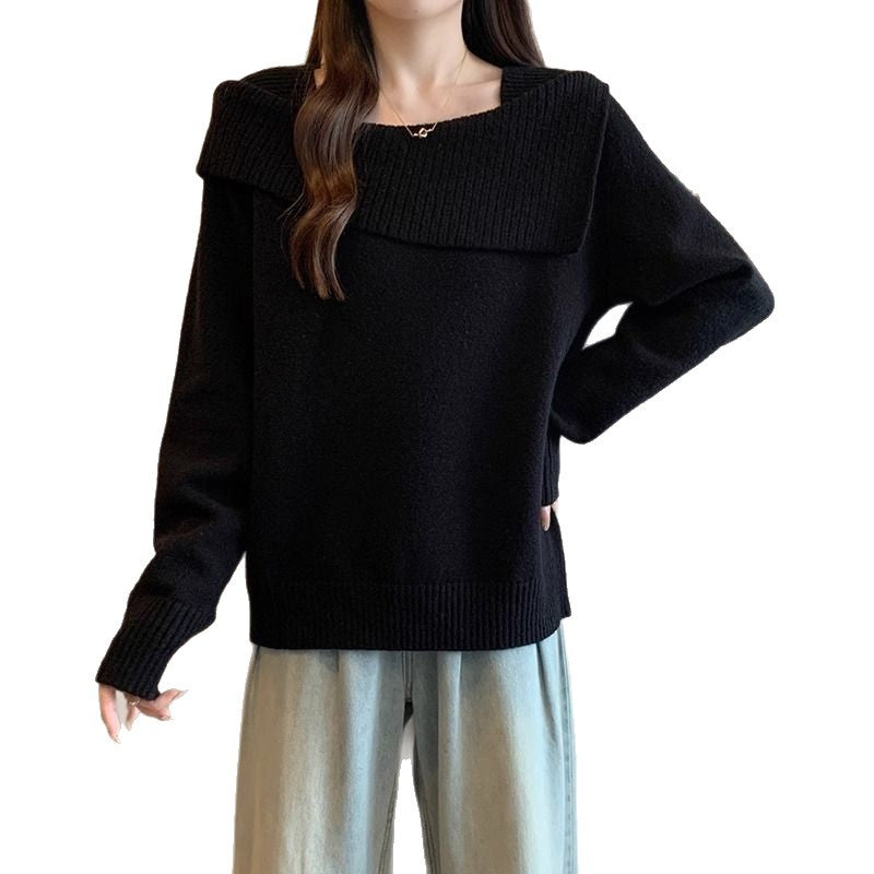 Damen Pullover Asymmetrischer Ausschnitt Norvielle