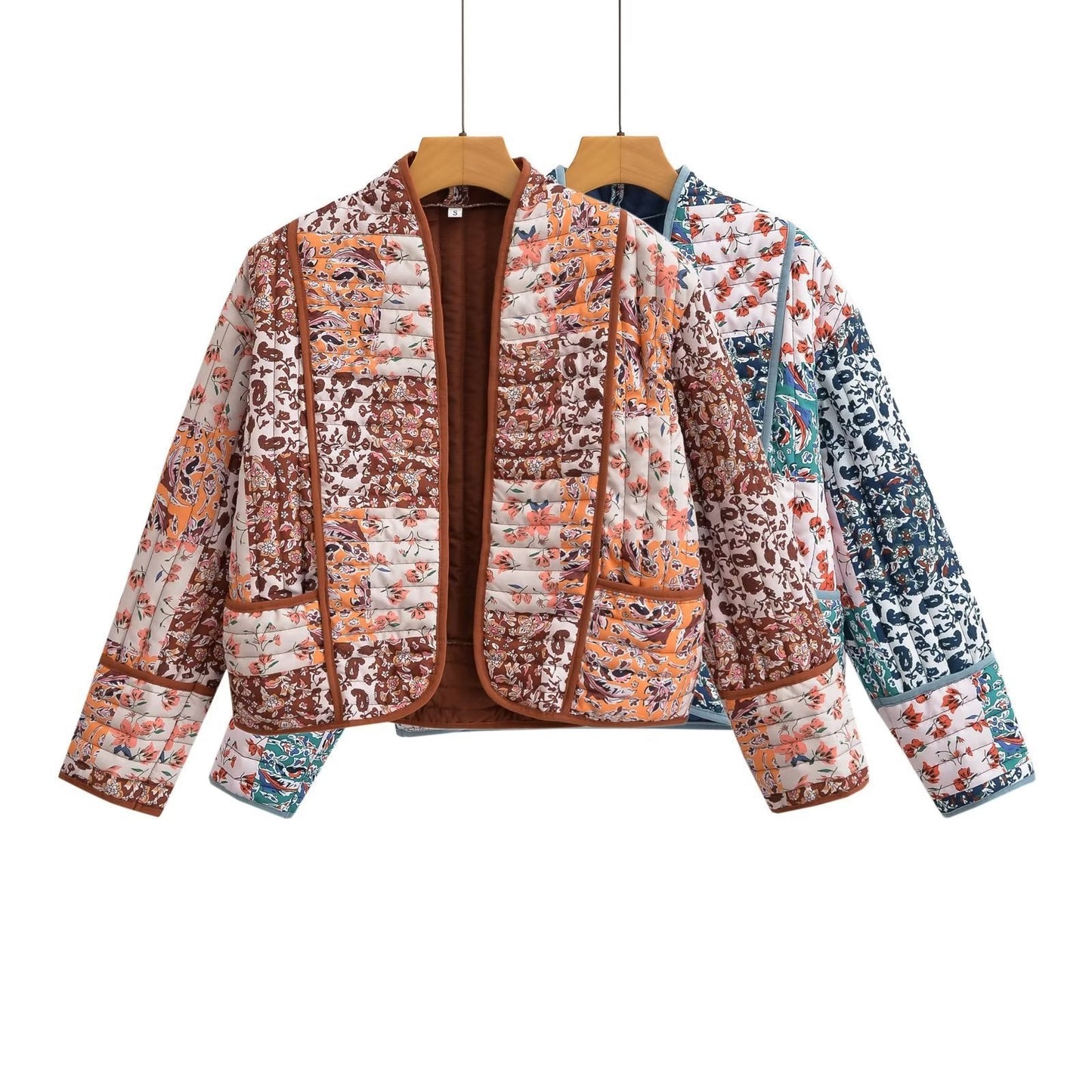 Damen Steppjacke Gepolstert Floralmuster Norvielle