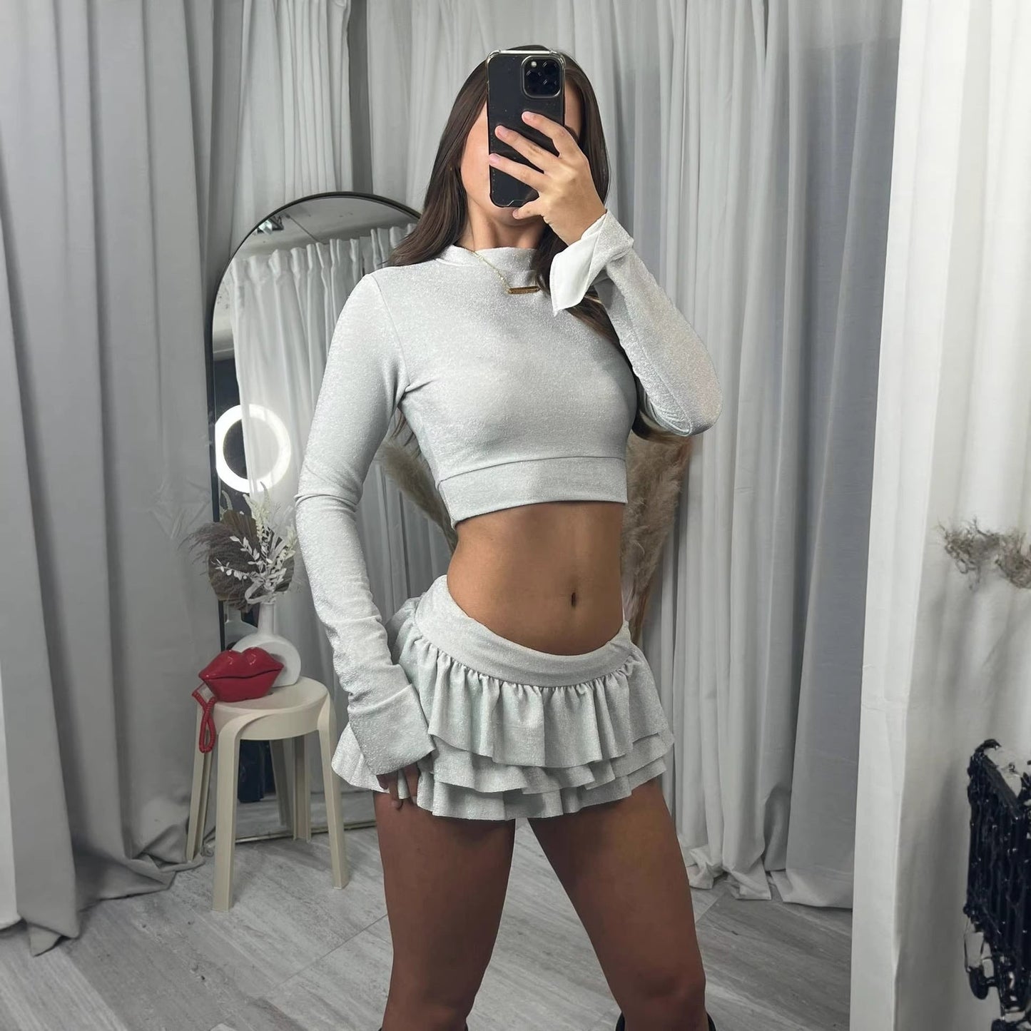 Damen Crop- und Mini-Rock Set Norvielle - Norvielle