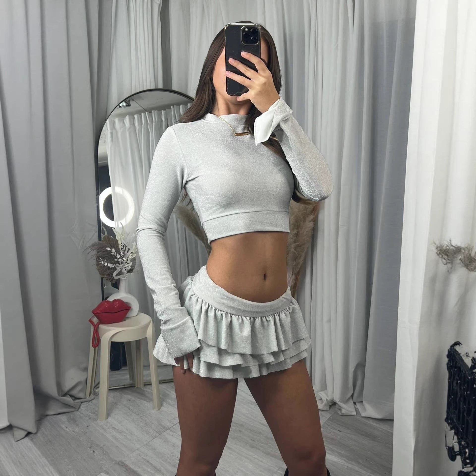 Damen Crop- und Mini-Rock Set Norvielle - Norvielle