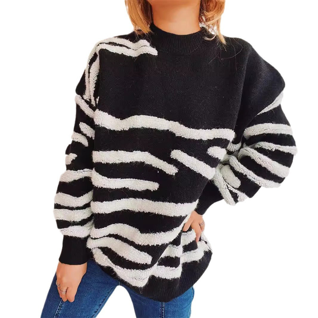 Damen Strickpullover Zebramuster Norvielle