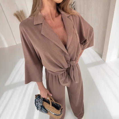 Damen Wickel-Jumpsuit Norvielle mit Knöpfen Elegantes Design