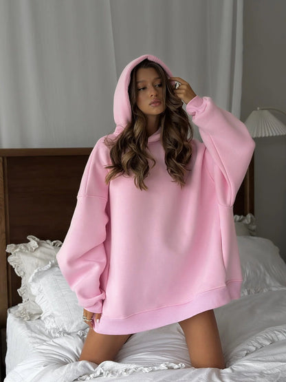 Damen Oversized Hoodie Hochgeschlossener Kragen Baumwolle