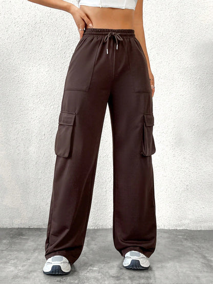 Damen Cargo-Hose Lässiger Freizeitschnitt Praktische Taschen Beige