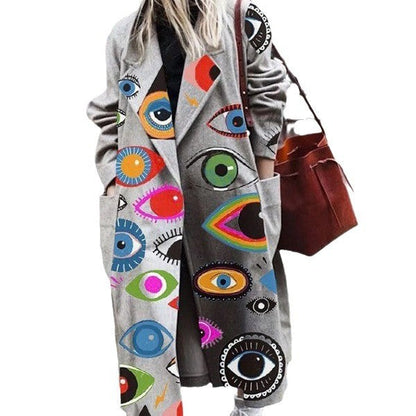 Damen Langjacke mit farbenfrohen Augenmotiven Norvielle
