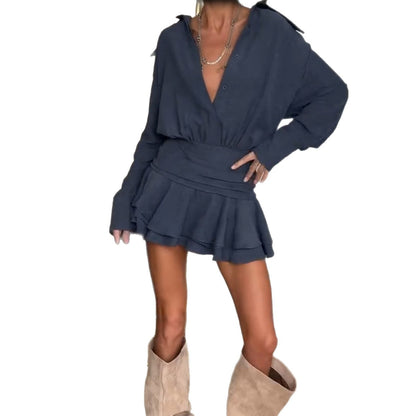 Damen Wickelkleid Voluminöser Rock Norvielle